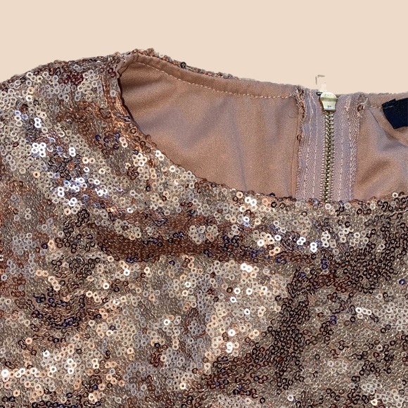 Revamped Rose Gold All Over Sequence Dress for Women - Picture 3 of 4